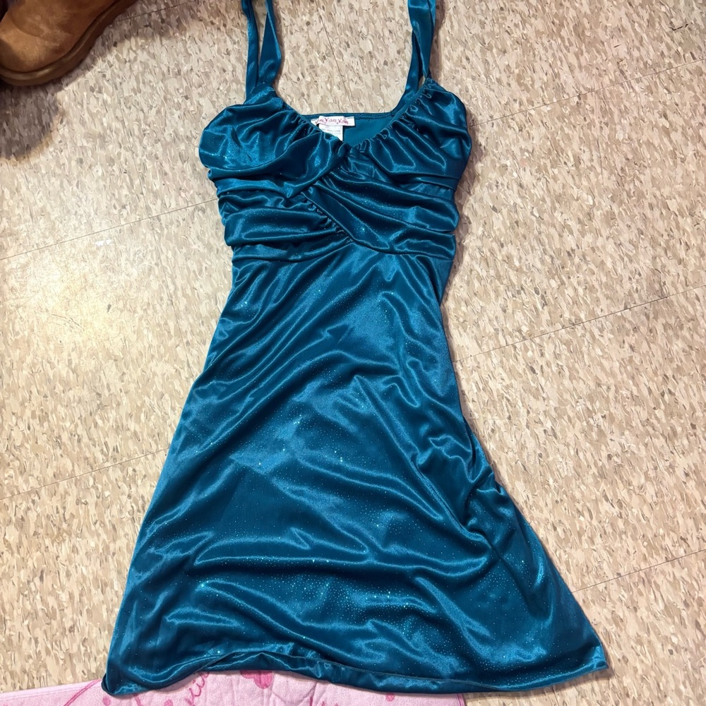 Wishes Wishes Wishes Teal Satin Dress